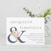 Elegante Blush Botanische Ampersand Bruiloft Kaart (Staand voorkant)