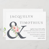 Elegante Blush Botanische Ampersand Bruiloft Kaart (Voorkant / Achterkant)