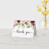 Elegante Blush Bourgogne Bloemen Dank u Kaart (Gele Bloem)