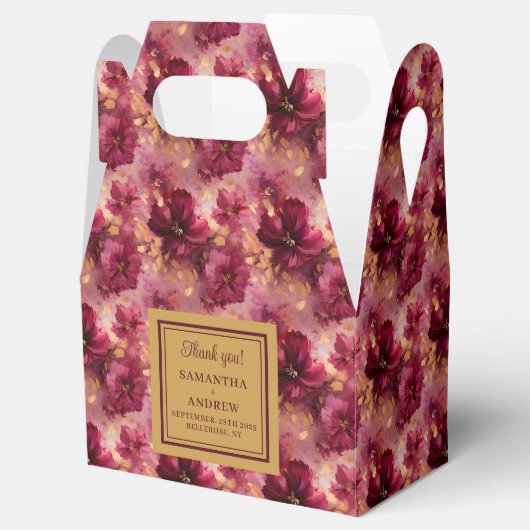 Elegante Blush Bourgogne Gold Wedding Bedankt Box Bedankdoosjes (Geopend)