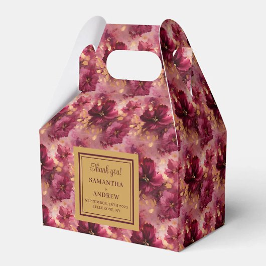 Elegante Blush Bourgogne Gold Wedding Bedankt Box Bedankdoosjes