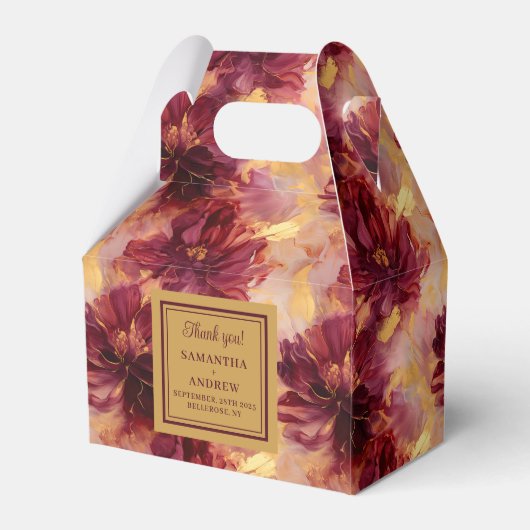 Elegante Blush Bourgogne Goud Boho Wedding Favorie Bedankdoosjes (Achterkant)