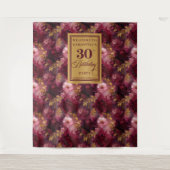 Elegante Blush Bourgondië Gouden Boho 30e verjaard Wandkleed (Voorkant)