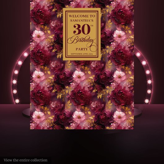 Elegante Blush Bourgondië Gouden Boho 30e verjaard Wandkleed