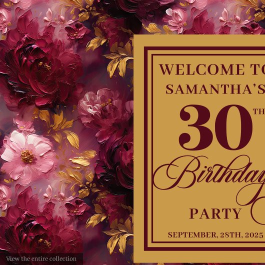 Elegante Blush Bourgondië Gouden Boho 30e verjaard Wandkleed