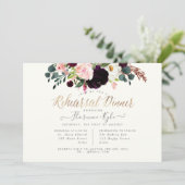 Elegante Blush Bourgondische bloemen repetitie din Kaart (Staand voorkant)