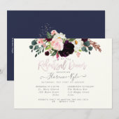 Elegante Blush Bourgondische bloemen repetitie din Kaart (Voorkant / Achterkant)