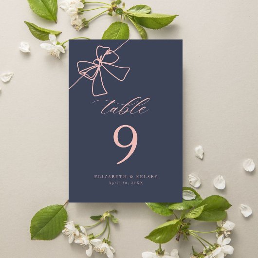 Elegante Blush Bow Chic Slate Blue Kaart