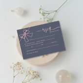 Elegante Blush Bow Slate Blue Wedding Response Kaa RSVP Kaartje