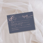 Elegante Blush Bow Slate Blue Wedding Response Kaa RSVP Kaartje