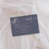 Elegante Blush Bow Slate Blue Wedding Response Kaa RSVP Kaartje