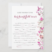 Elegante Blush Bruid Heartfelt Vows Game (Voorkant)