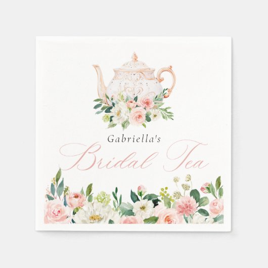 Elegante Blush Bruilofts Theebruiloft Servet (Voorkant)