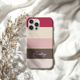 Elegante blush bruin Gepersonaliseerde Kleurstrepe iPhone 16 Hoesje