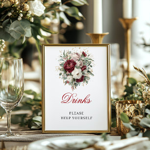 Elegante Blush Burgundy Dranken 8x10 Bord Poster