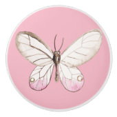 Elegante Blush Butterfly Roze Keramische knop (Voorkant)
