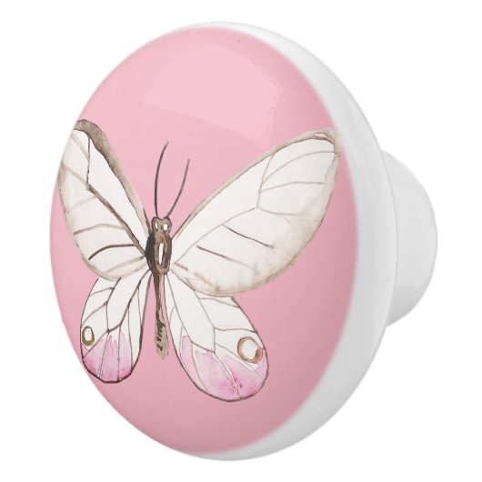 Elegante Blush Butterfly Roze Keramische knop (Rechts)