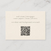Elegante Blush Cream Veerpen Notaris QR-code Visitekaartje (Achterkant)