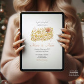 Elegante Blush Dahlias Gouden Schrift Bruiloft Kaart