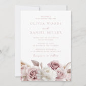 Elegante Blush & Dusty Pink Roses Wedding Kaart (Voorkant)