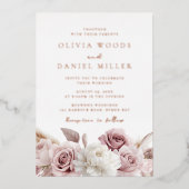 Elegante Blush Dusty Roos bruiloft Roos Gold Folie Uitnodiging (Voorkant)