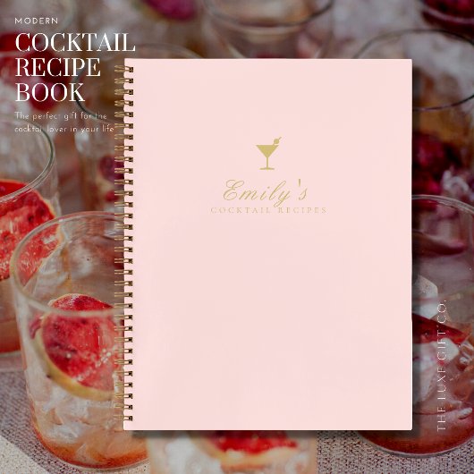 Elegante Blush en Gold Blank Cocktail Recept Boek