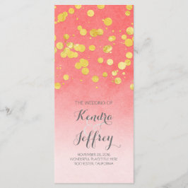 Elegante Blush en Gold Confetti Wedding Programma' Programmakaart