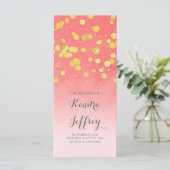 Elegante Blush en Gold Confetti Wedding Programma' Programmakaart (Staand voorkant)