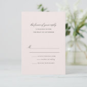 Elegante Blush en Grijs Roos Bruiloft RSVP Kaartje (Staand voorkant)