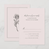 Elegante Blush en Grijs Roos Bruiloft RSVP Kaartje (Voorkant / Achterkant)