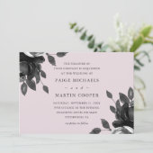 Elegante Blush en Grijze Bloemen Huwelijksuitnodig Kaart (Staand voorkant)