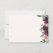 Elegante Blush en Plum Waterverf Bloemenbruiloft RSVP Kaartje (Achterkant)