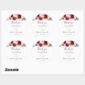 Elegante Blush en Red Rose bruiloft Ronde Sticker (Vel)