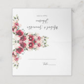 Elegante Blush en Red Roses Bruiloft Plaatskaartje (Buitenkant ongevouwen)