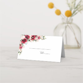 Elegante Blush en Red Roses Bruiloft Plaatskaartje