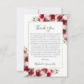 Elegante blush en rode rozen bruiloft bedankkaart (Voorkant)