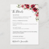 Elegante blush en rode rozen bruiloft informatiekaartje (Voorkant)