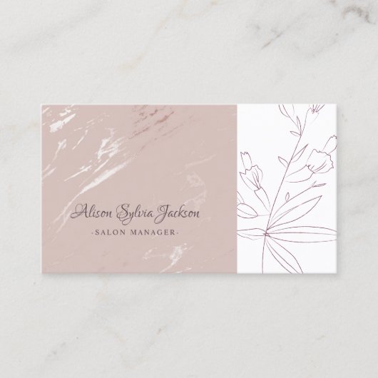 Elegante blush en witte glam schoonheidssalon mana visitekaartje (Voorkant)