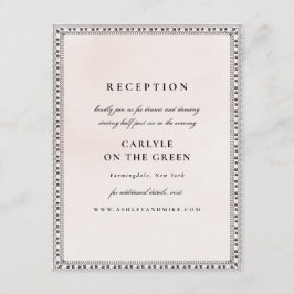 Elegante Blush en Zwarte Waterverf Kant Receptie Informatiekaartje