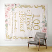 Elegante Blush Floral 100th Verjaardag Geliefd Gez Wandkleed (In Situ (horizontaal))