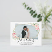 Elegante Blush Floral Eloped aankondiging Briefkaart (Staand voorkant)