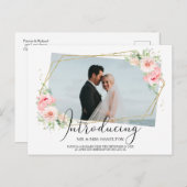 Elegante Blush Floral Eloped aankondiging Briefkaart (Voorkant / Achterkant)