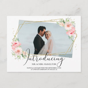 Elegante Blush Floral Eloped aankondiging Briefkaart