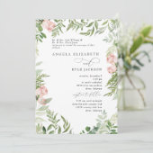 Elegante Blush Floral Eucalyptus beide ouders Kaart (Staand voorkant)
