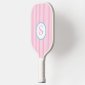 Elegante Blush Gestreepte Monogram Pickleball Padd Paddle (Links)