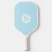 Elegante Blush Gestreepte Monogram Pickleball Padd Paddle (Voorkant)