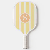 Elegante Blush Gestreepte Monogram Pickleball Padd Paddle (Voorkant)