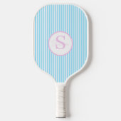 Elegante Blush Gestreepte Monogram Pickleball Padd Paddle (Voorkant)