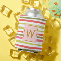 Elegante Blush Girly Monogram Kleurrijk Gestreept