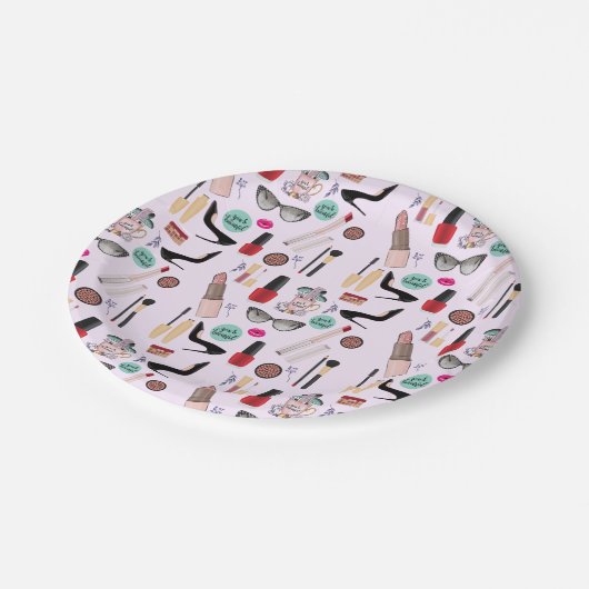 Elegante Blush Girly Pink Make-up Artiest Glamour Papieren Bordje (Gekanteld)